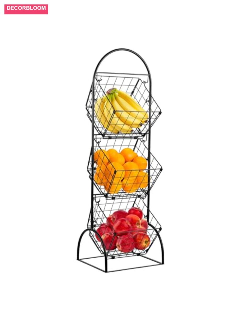 Sorbus 3 Tier Basket Stand Fruit Vegetable Kitchen Storage Adjustable Steel